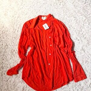 Vivid Orange Bold Colorful Flowy Minimalist Rainbow Wardrobe Top Womens L Quirky